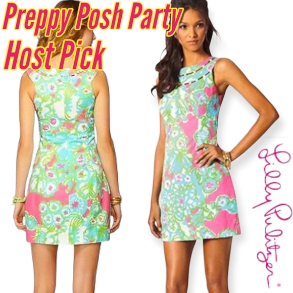 Lilly Pulitzer Dresses & Skirts - 💖Host Pick!💖 Lilly Pulitzer Lindy PB Pink A Delicacy Beaded Neck Shift Dress